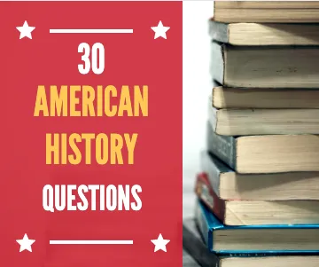 Stack of books, 30 American history questions