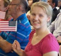 Woman with American Flag